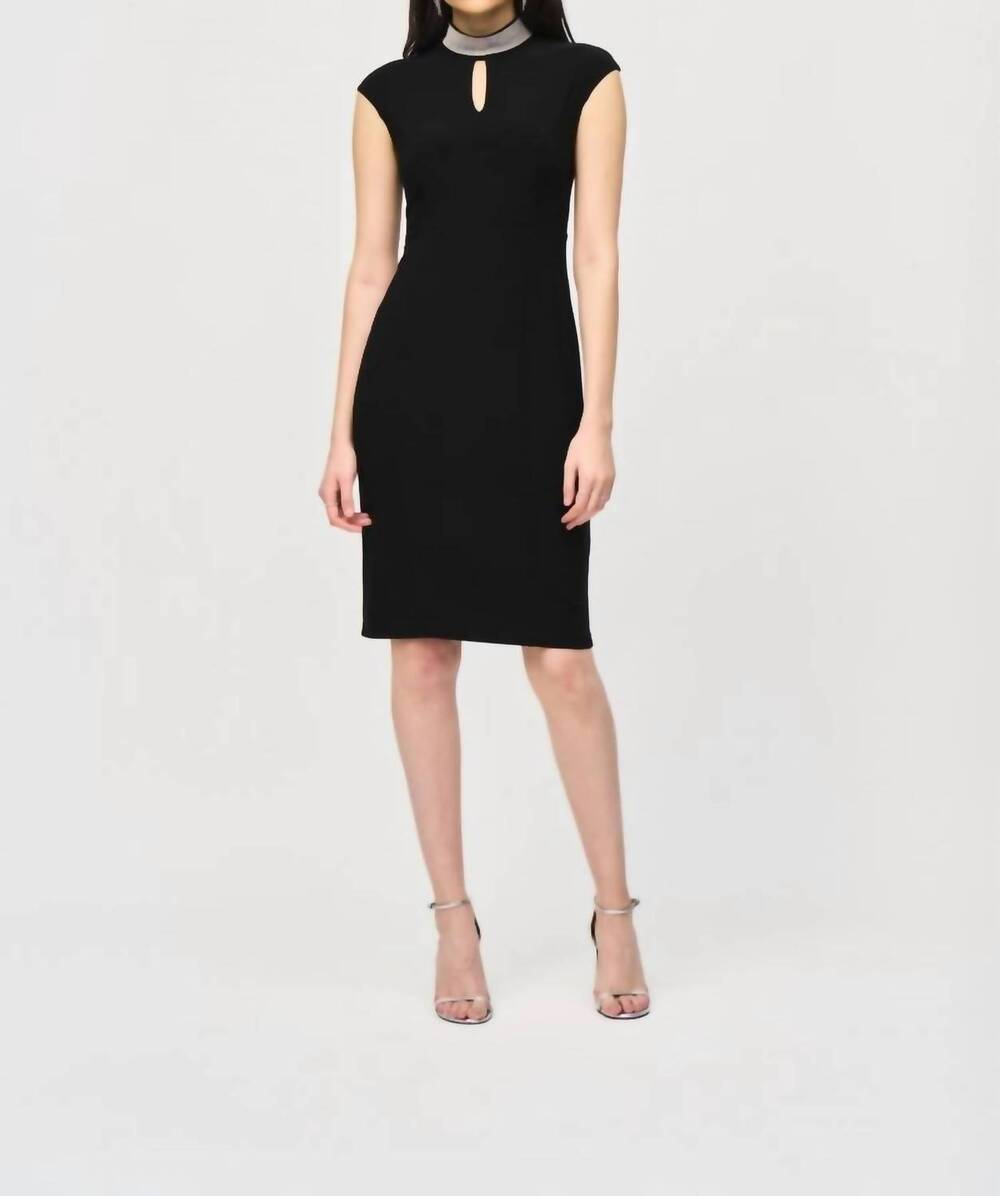 NEW JOSEPH RIBKOFF embellished choker collar sheath dress in black - Picture 4 of 7